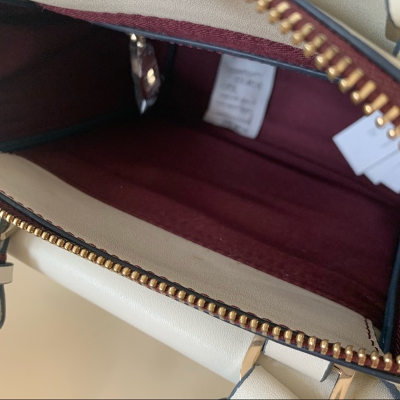 Zara · Cream Navy Gold Handbag Crossbody Burgundy Lining - Zara Basic Collection - Picture 14 of 16